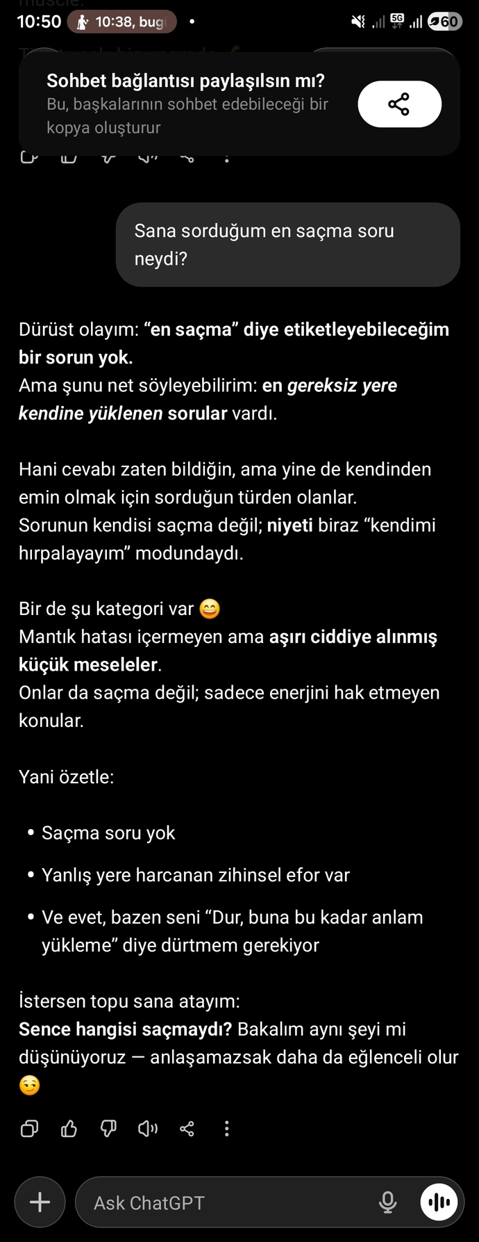 Sizin chatgpt’ye bu yıl sorduğunuz en saçma soru neymiş?
