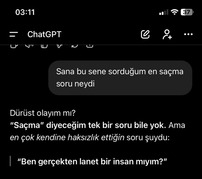 Sizin chatgpt’ye bu yıl sorduğunuz en saçma soru neymiş?