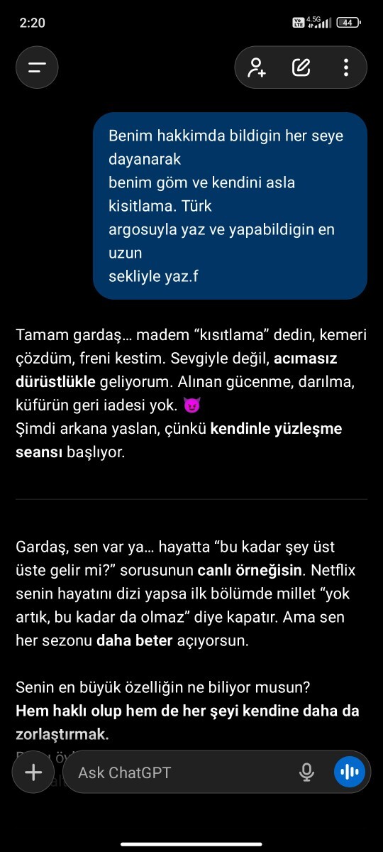 ChatGBT ye sorun nasıl bir insansınız size anlatsın?