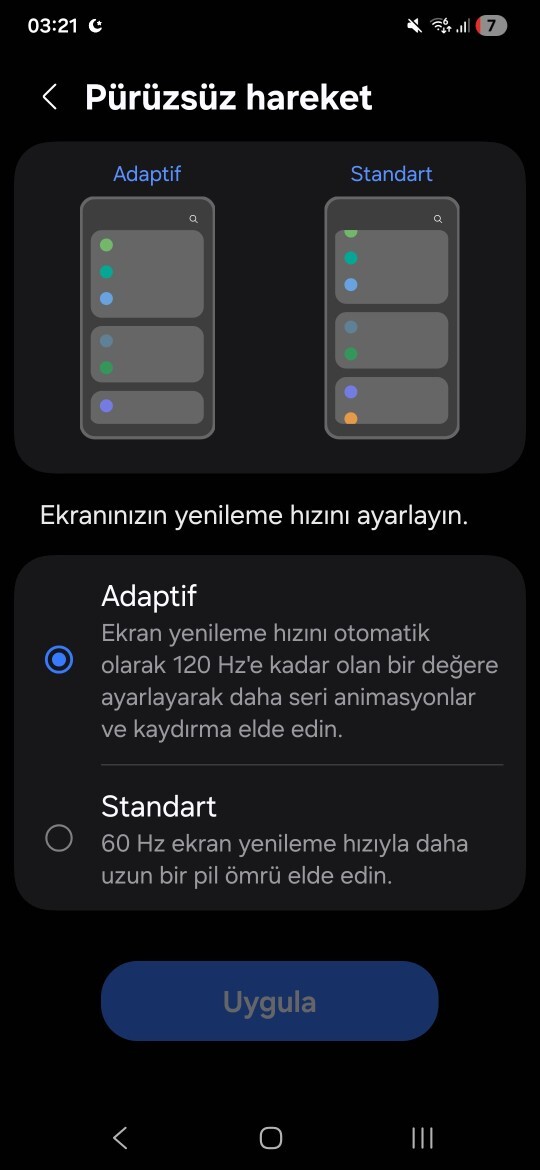 Telefonu Kaç Hz Yenileme tazeleme hızın da kullanıyorsunuz?