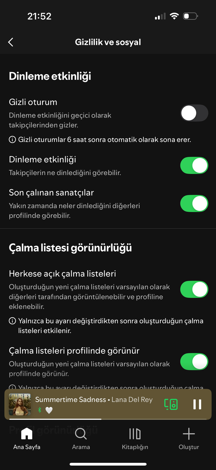 Spotify dinleme etkinliğim açık ama arkadaşlarımın dinlediği şarkıları göremiyorum, neden?