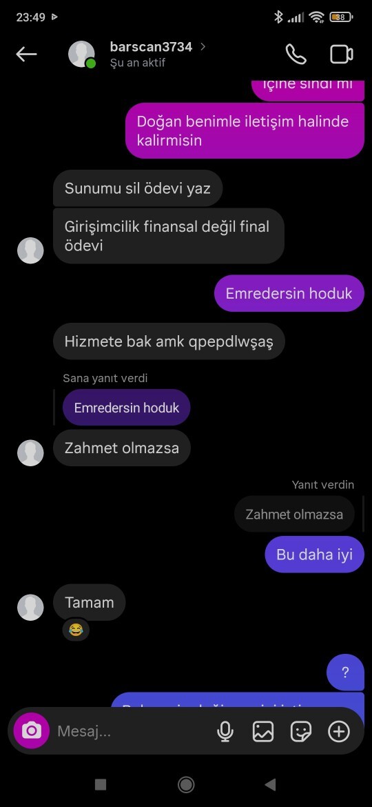 Müşterimle yaşadığım diyolog şaka mı ahshshs?
