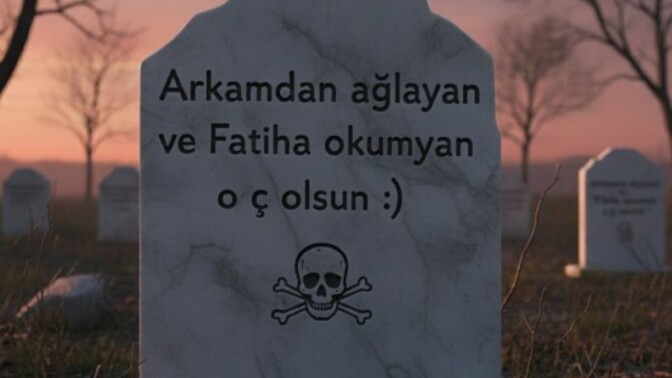 Hayalini kurduğunuz bi mezar taşı yazısı var mı?