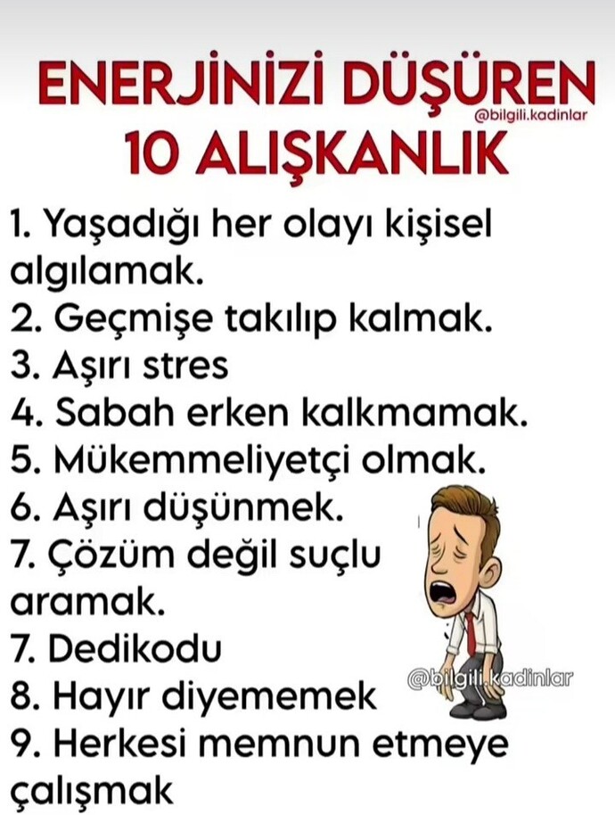 Enerjinizi düşüren kötü alışkanlıklarınız var mı?