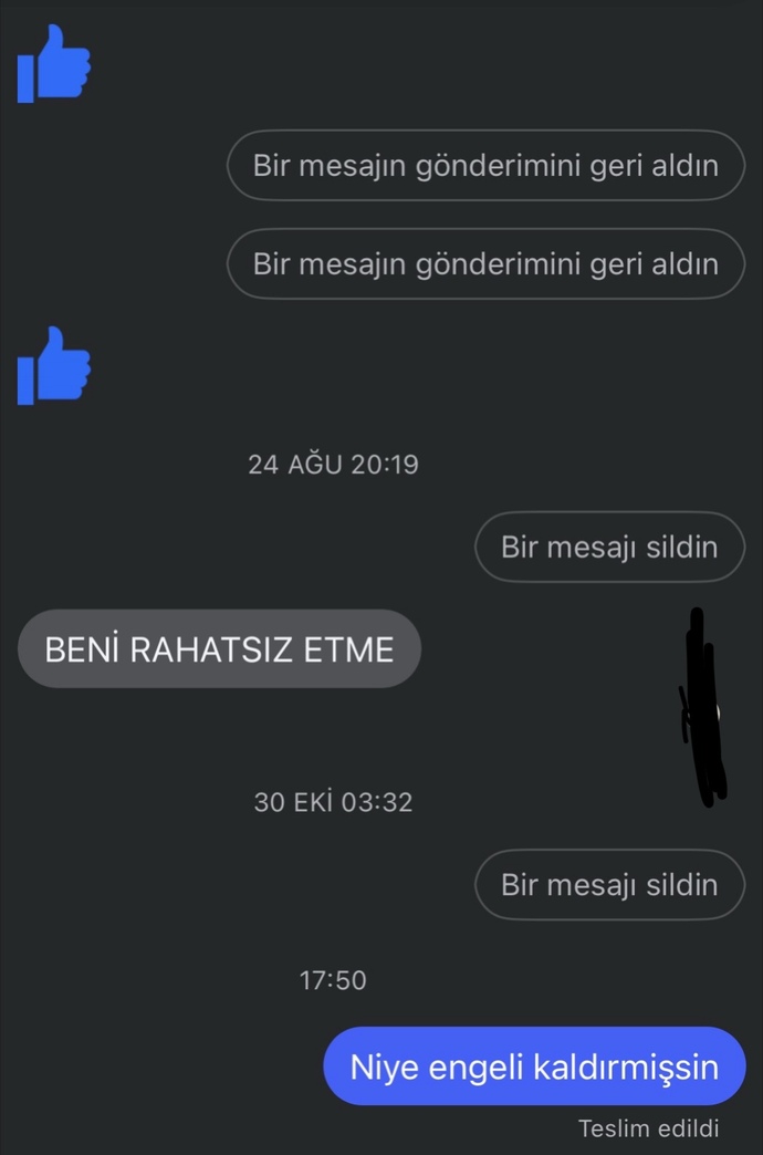 Eski sevgilim engelimi açmiş yazmam yanlış mi?