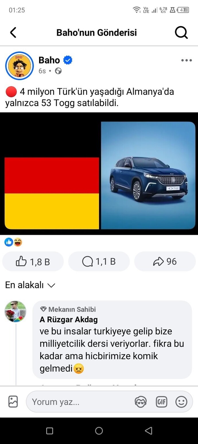 Niye almancilar togg almamış?