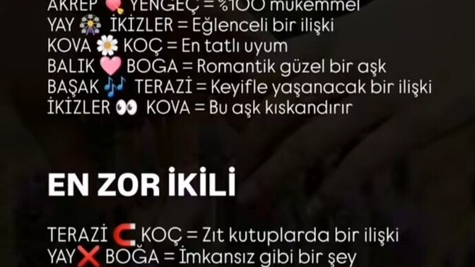 Burçlarda en uyumlu ikili hangi burçmuş?