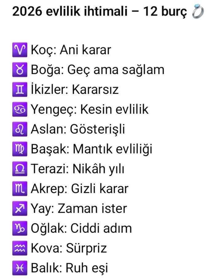 2026da evlilik ihtimali olan burçlar nelermiş?