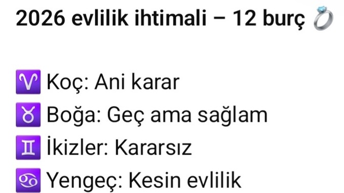 2026'da evlilik ihtimali olan burçlar nelermiş?