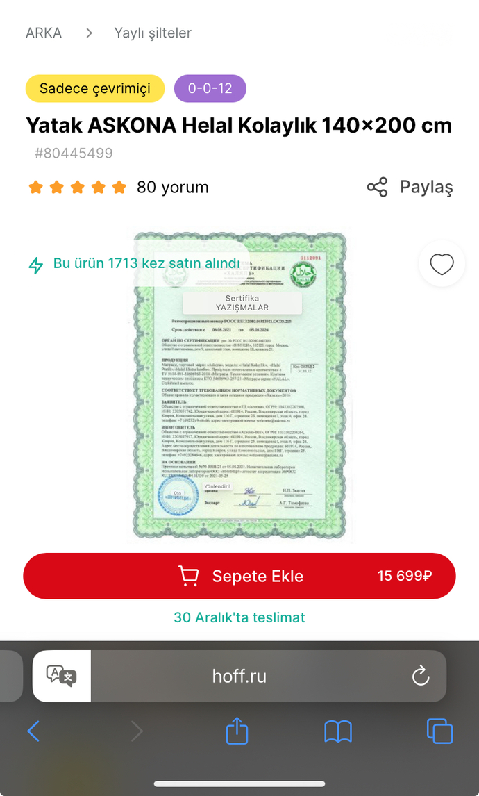 Helal yatak mı çıkmış?