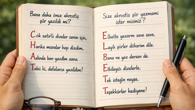 Size daha önce akrostiş şiir yazıldı mi ve Size akrostiş şiir yazmamı ister misiniz?