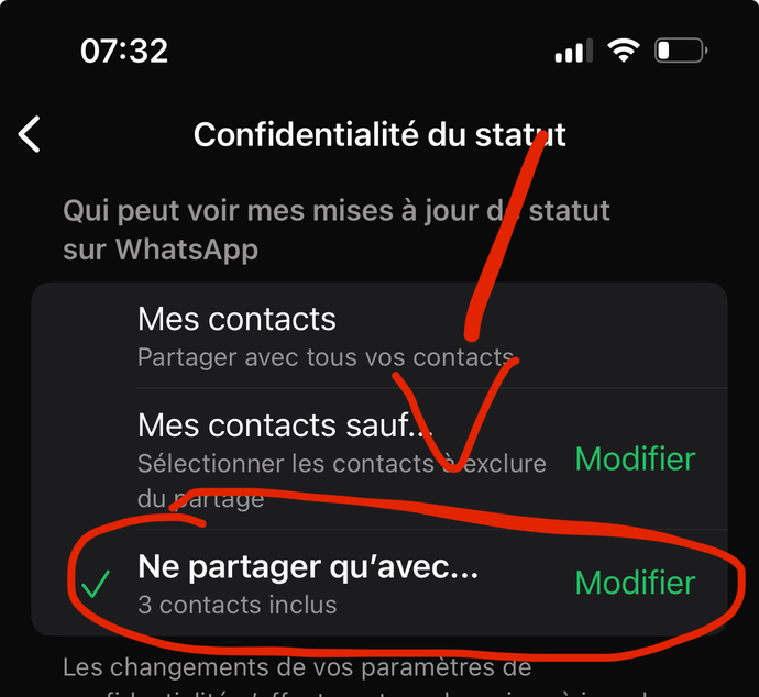 Waatsap sadece 1 kişiyle özel durum nasıl paylaşılır?