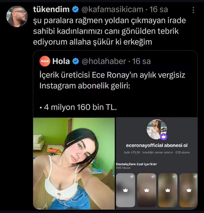 Orasını burasını şurda burada paylaşmayan evinde namus kavramı bilen kadınlara madalya mı takılmalı?