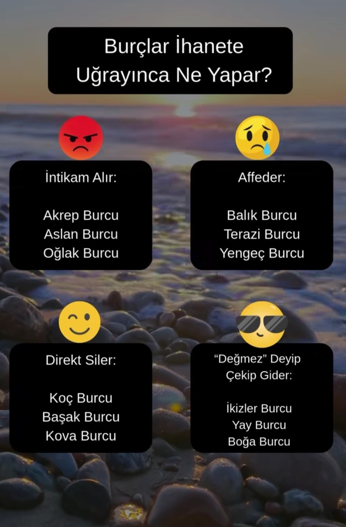Burçlar ihanete uğrayınca ne yapar?