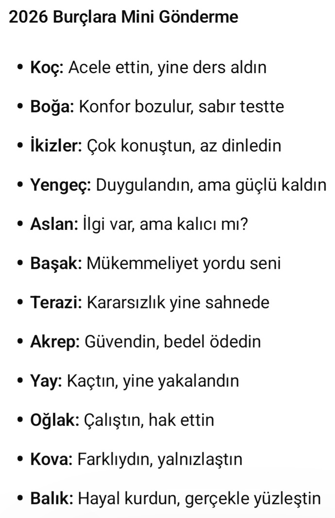 2026da burçlar nasıl bir gönderme yapıyor?
