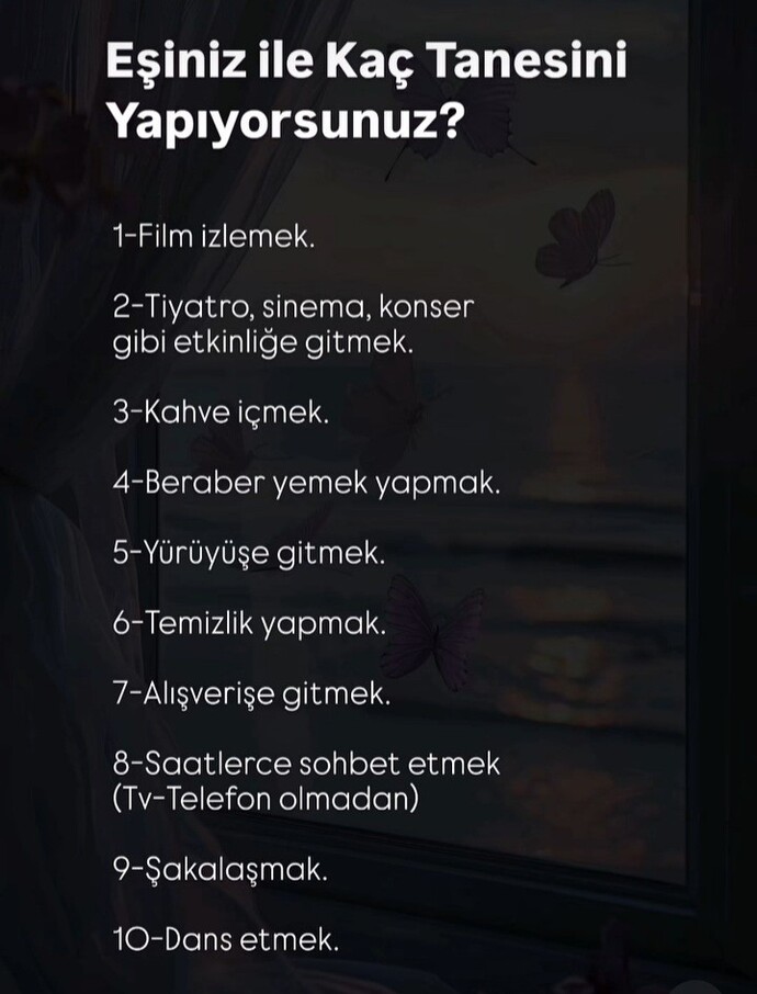 Eşinizle kaç tanesini yapıyorsunuz?