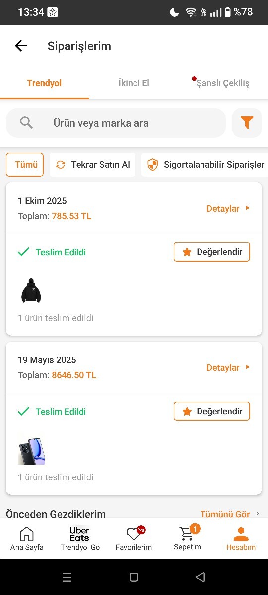 En son Trendyoldan ne aldın?