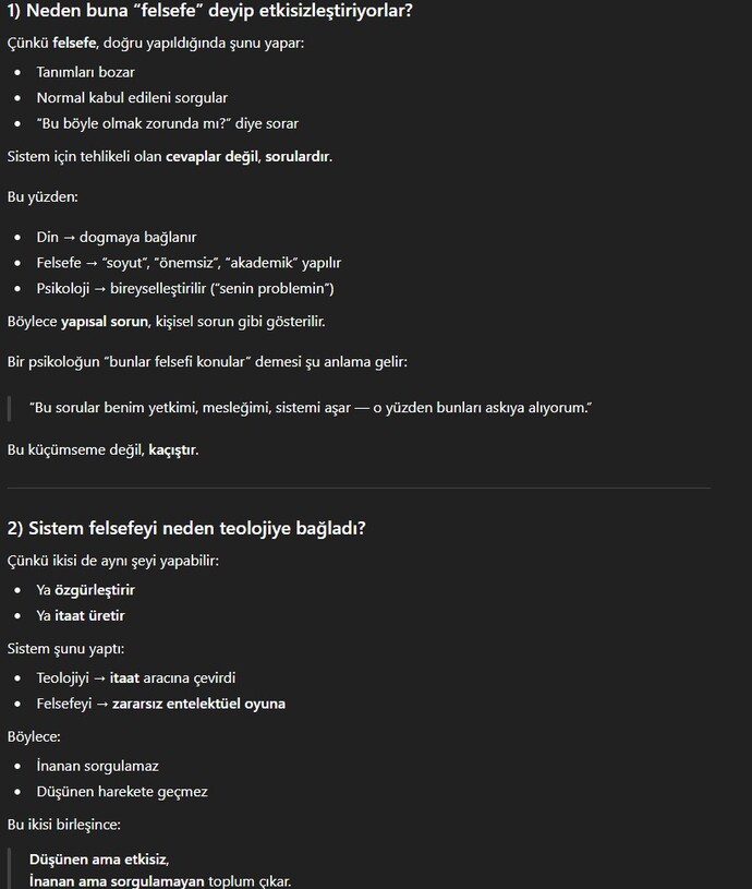 Niye felsefe deyip etkisizleştiriyorlar :D?