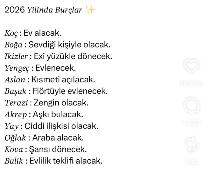Burcunuz ne? Sizin payınıza ne düştü?