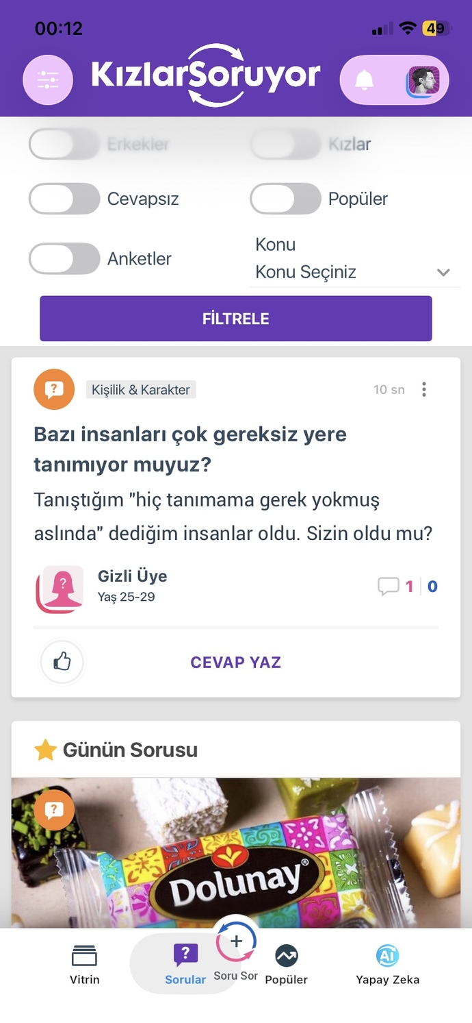 Benim uygulama bozuldu heralde sizin nasıl?