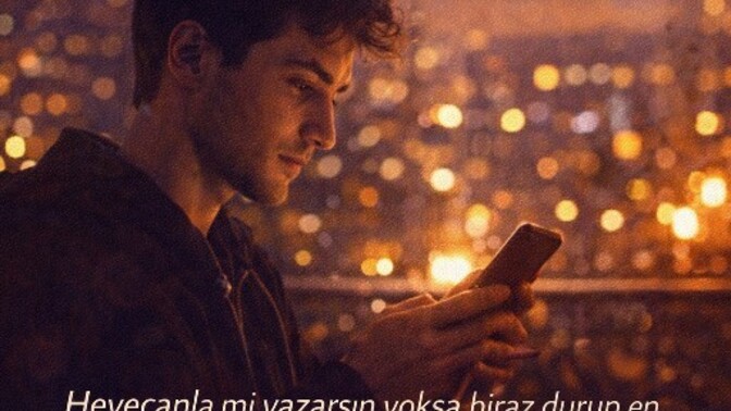 Birine yazmadan once kac kez durup dusunursun yani icindeki heyecani mi yoksa sonucu mu daha cok tartarsin ❤️‍🔥😉?