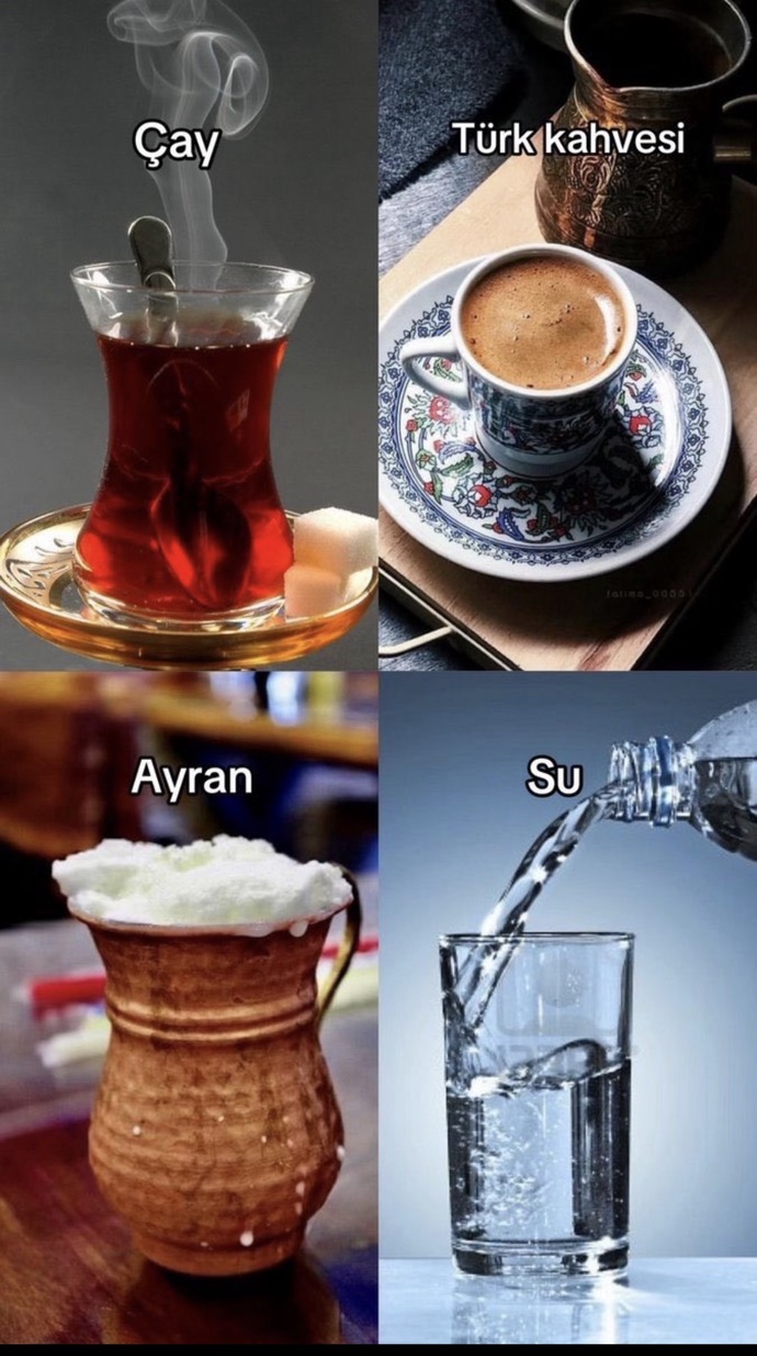 Çay ilk tercihim paraya bile gerek yok 😊 Sonra kahve ama su yaşam ayran lezzet