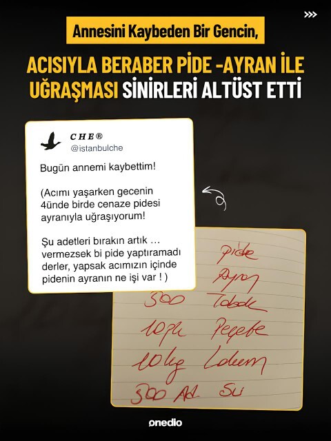 Cenazelerde ölen yakınına üzülmek yerine lahmacun, pide derdine düştünüz mü hiç?