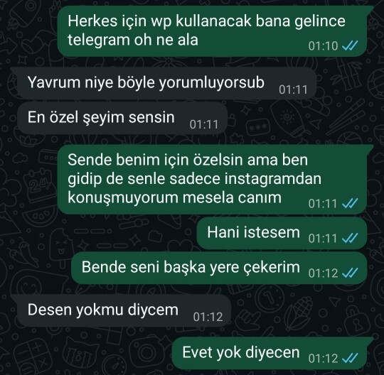 Sevgilim, WhatsApp sıkıntılı bir uygulama, artık ɓurdan değil telegramdan konuşalım dedi, sizce ne kadar mantıklı?