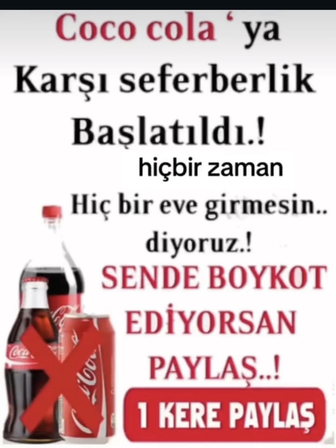 Çocuk katili insanlık düşmanı israile destek veren Coca Cola’yı hala tüketiyor musunuz?