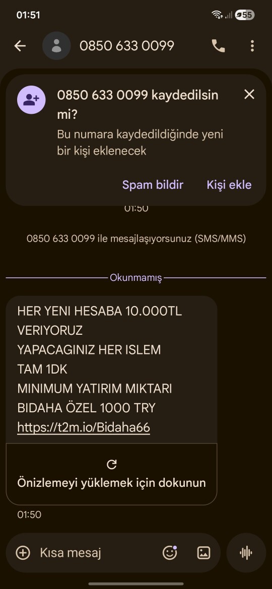 Bi kaç gündür böyle mesaj gelip duruyo bu nedir?
