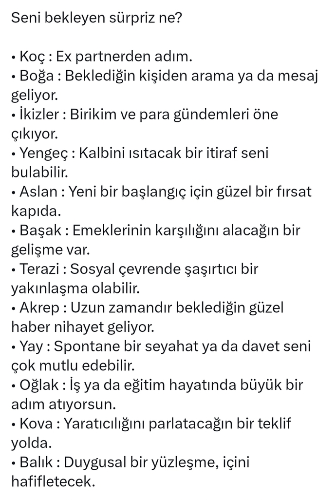 Burcunuza göre sizi bekleyen sürpriz nedir?