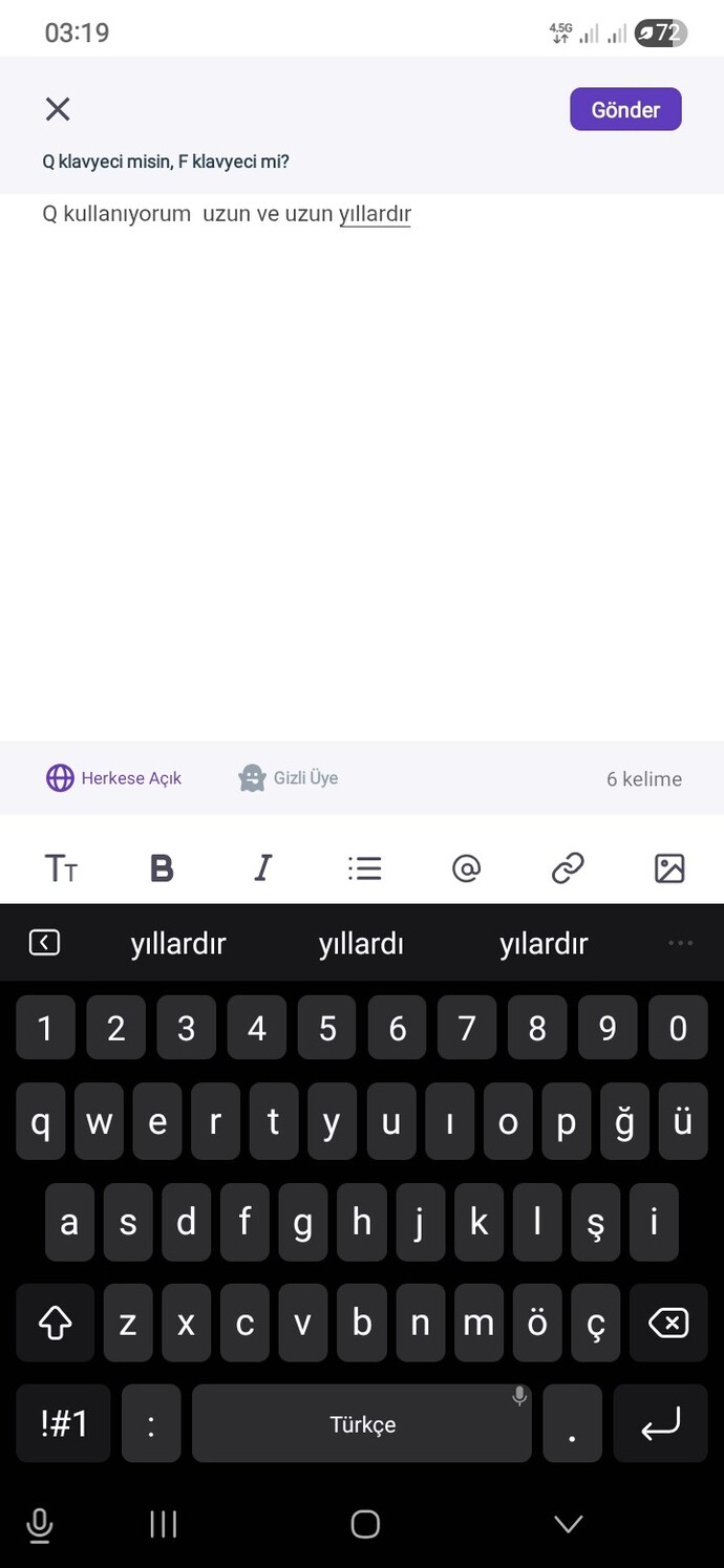 Q klavyeci misin, F klavyeci mi?