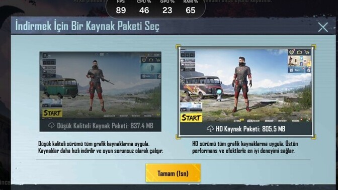 PUBG Mobile hangi kaynak paketinde oynuyor sunuz?