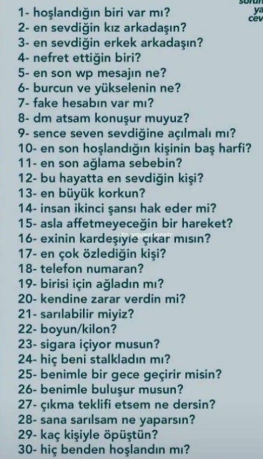 Hadi bana soru sorunn?