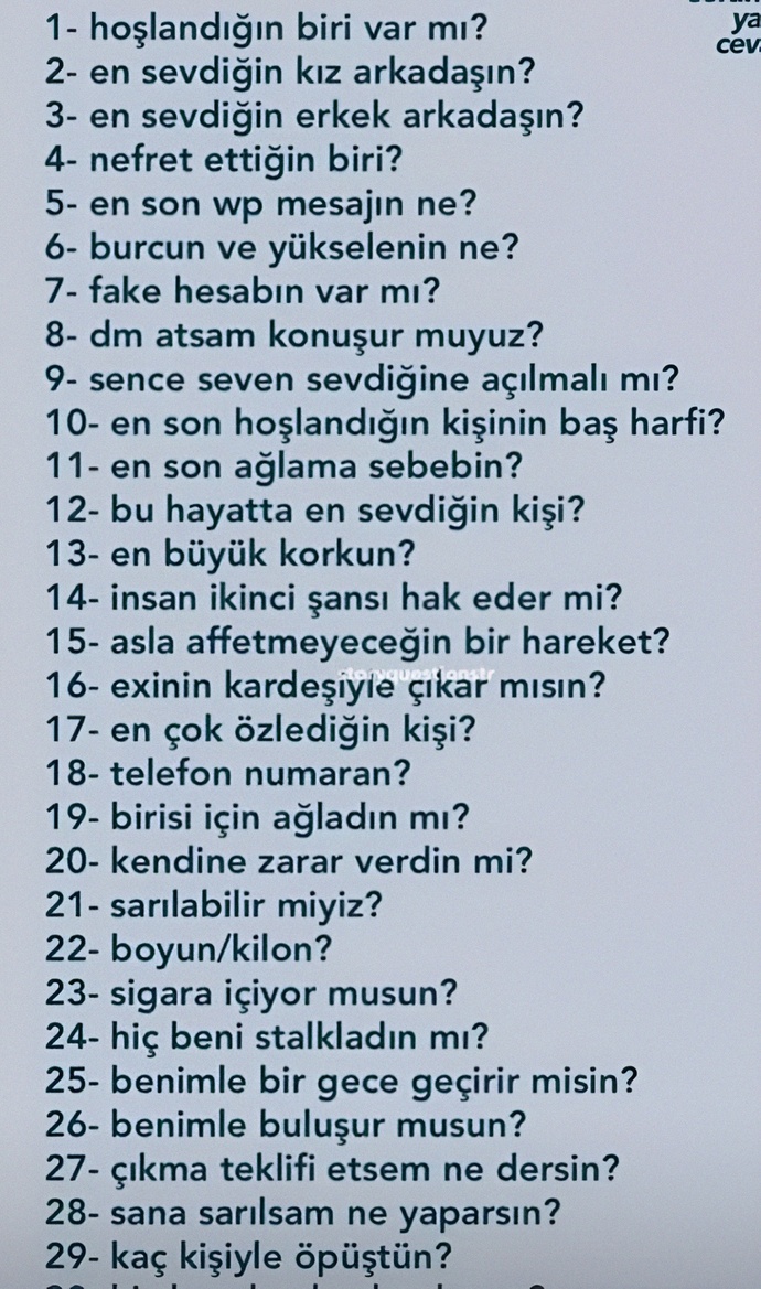 Hadi bana bunlardan bir tane sorun?