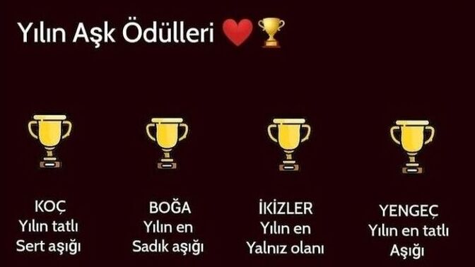 Burçlara göre yılın aşk ödüllerinde kim ne kazanmış olabilir 🤔?