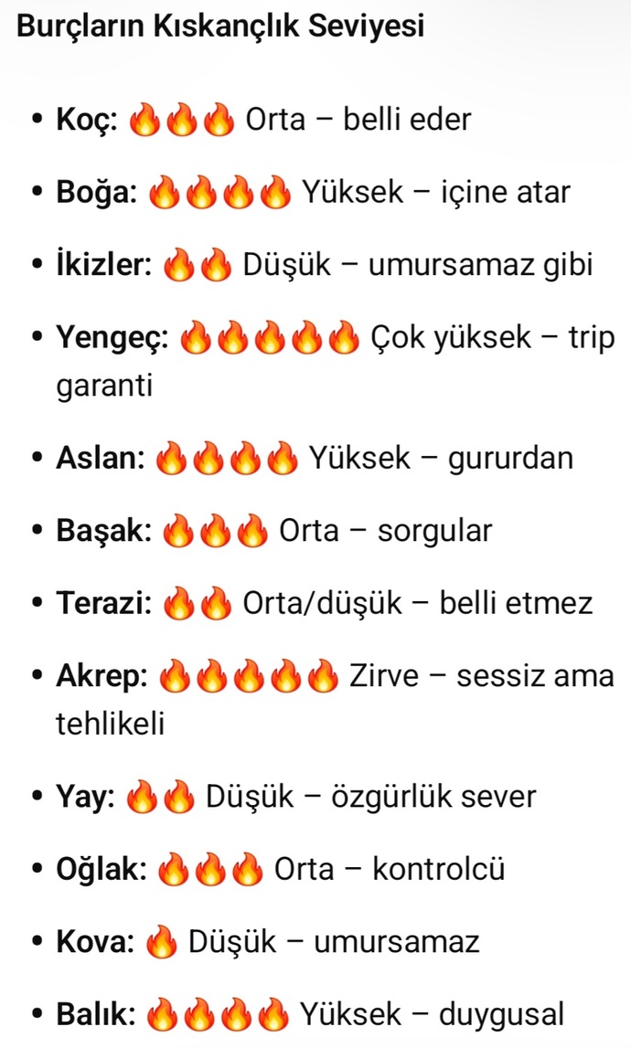 Burçların kıskançlık seviyesi ne alemde 🔥?