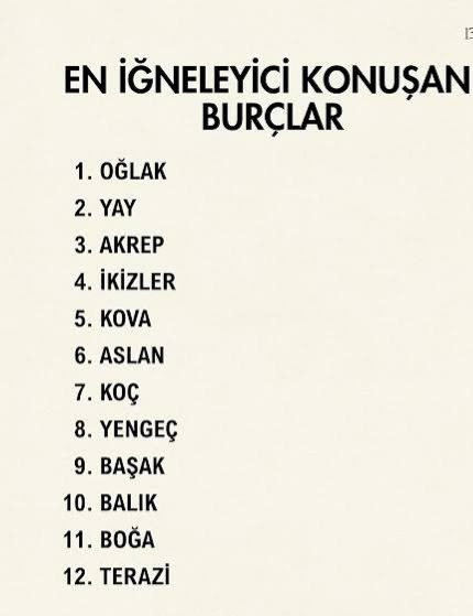 En iğneleyici konuşan burçlar sıralamasında sen kaçıncı sıradasın 😊?