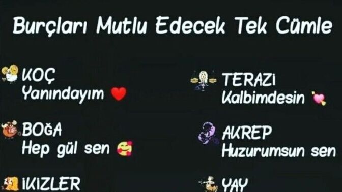 Burçları mutlu edecek tek cümle sizce ne olur, hangi burç ne duymak ister?