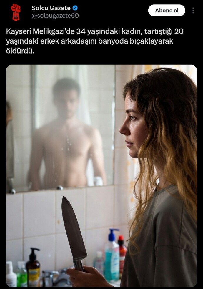 34 yasinda ki kadin 20 yasinda ki erkek arkadasini bicaklayip oldurmus?