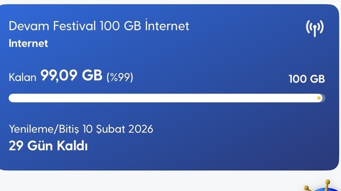 Tarifinizde kaç gb internet var?