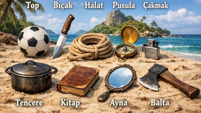 Issız bir adaya düşseniz yanınıza alacağınız 3 şey ne olurdu?