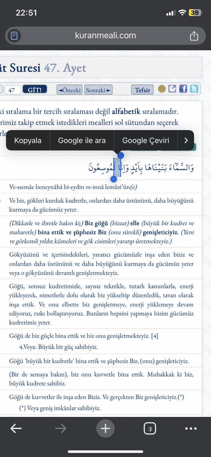 Zariyat 47’de Hubble isminin geçmesi?