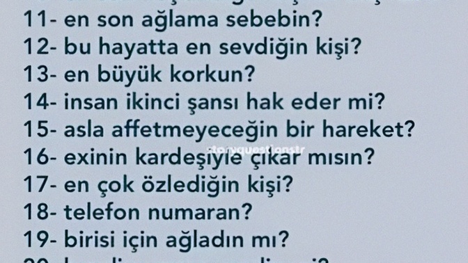 Bana hangi soruyu sormak isterdin?