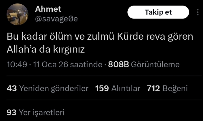 Kurdistani kurulmadı diye Allaha bile trip atan bu mağduriyet kültürü hakkında ne düşünüyorsunuz?