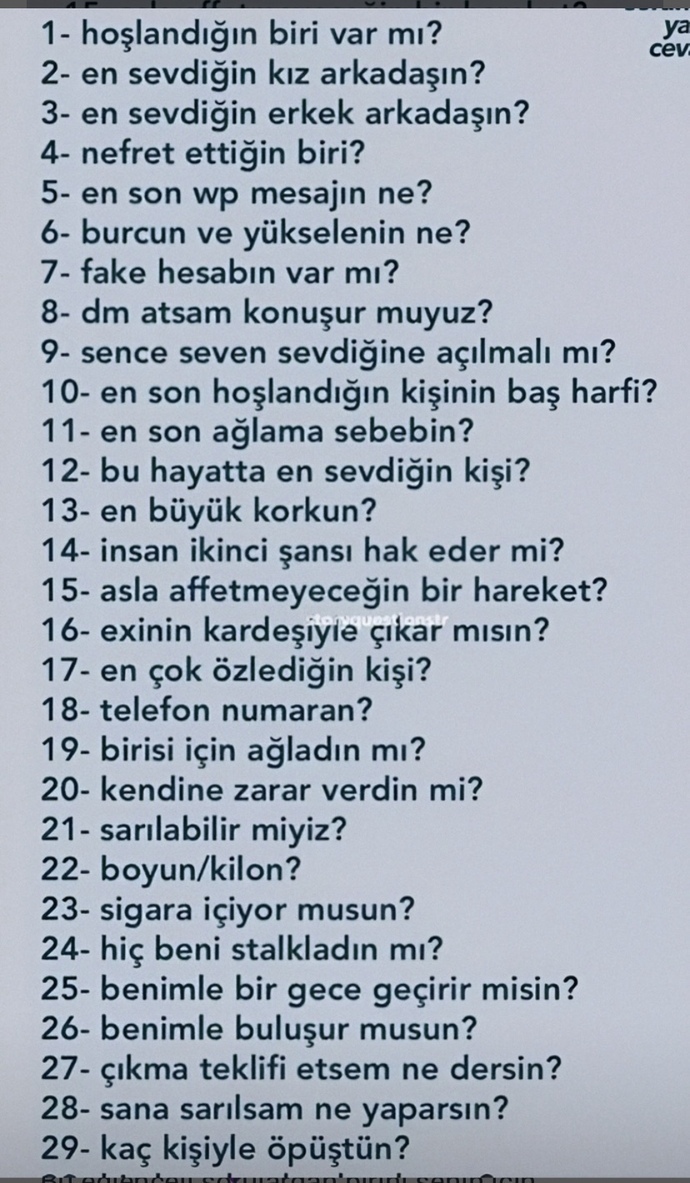 Bana hangisini sormak istersin?