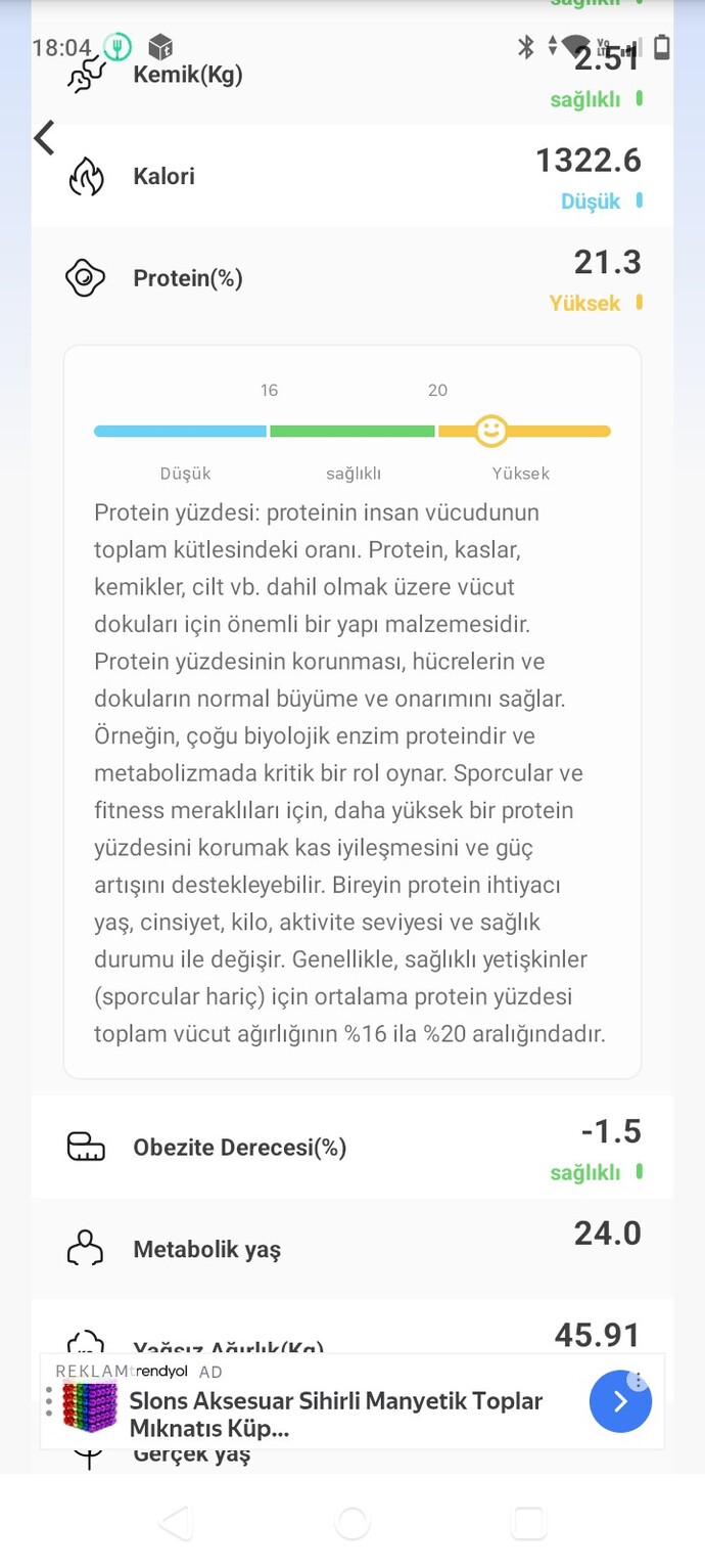 Vücut protein oranım yüksek çıktı?