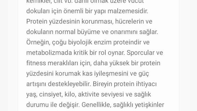 Vücut protein oranım yüksek çıktı?