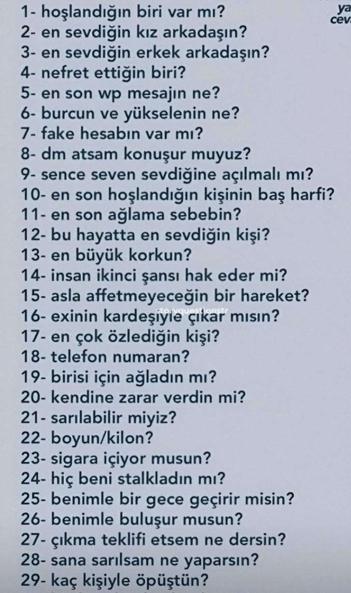 Şu meşhur soruyu ben de sorayım.. Bana hangi soruyu sormak isterdiniz?