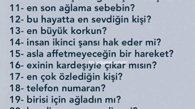 Şu meşhur soruyu ben de sorayım.. Bana hangi soruyu sormak isterdiniz?